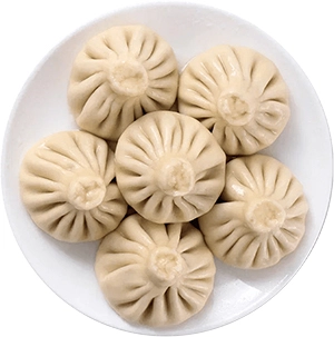 Six khinkali on a plate
